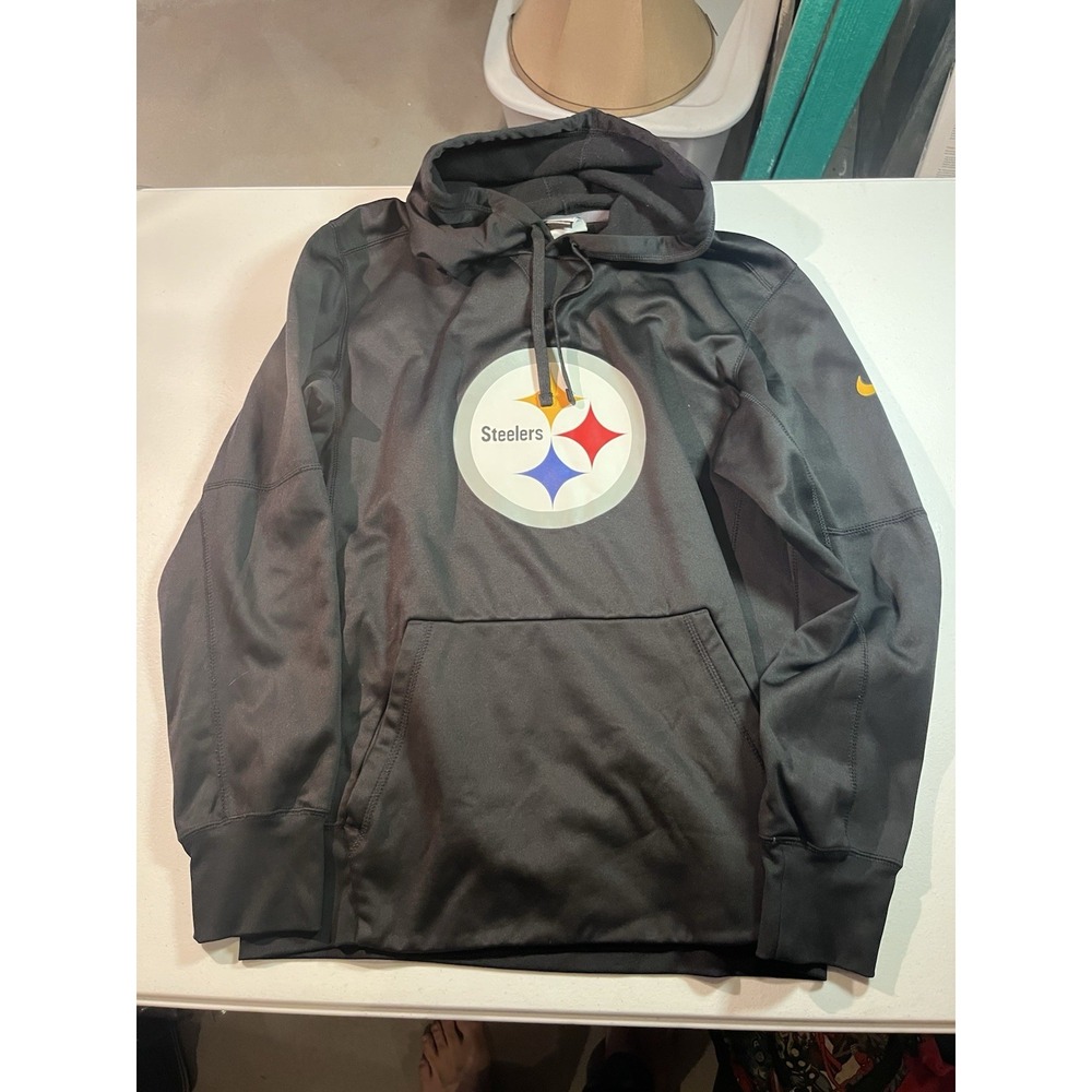 Nike Therma Fit Pittsburgh Steelers Hoodie Men's Medium Black Polyester